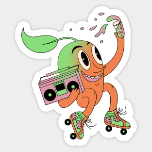 Funny mango on roller skates Sticker